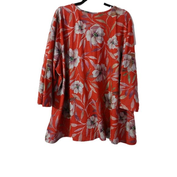 Serengeti Women’s Shirt Tunic Top Size 3X Red Multi-colored Floral - Picture 2 of 8
